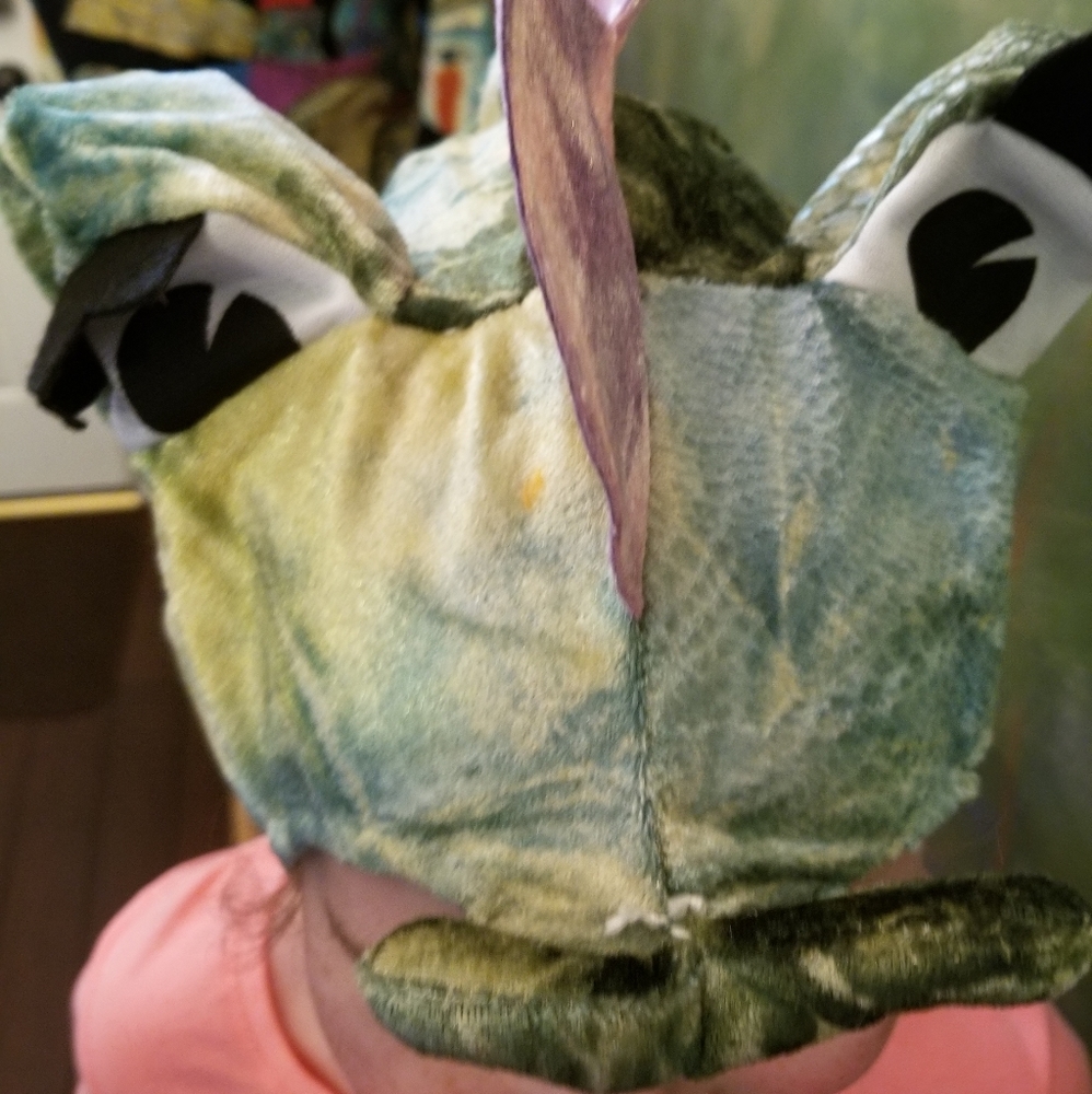 CUTE! Dragon/Dinosaur Costume Head piece Greens & purple
